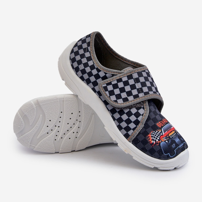 Chaussons confortables pour garçons avec fermeture scratch Befado 974Y540 Gris 2