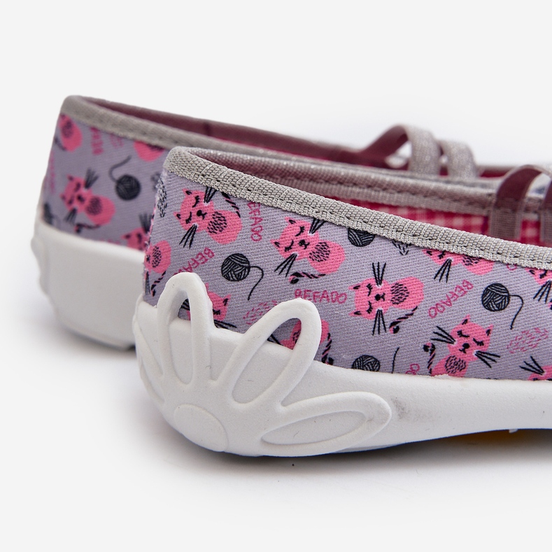 Befado Chaussons ballerines fille avec chatons 116Y327 Gris et Rose 2