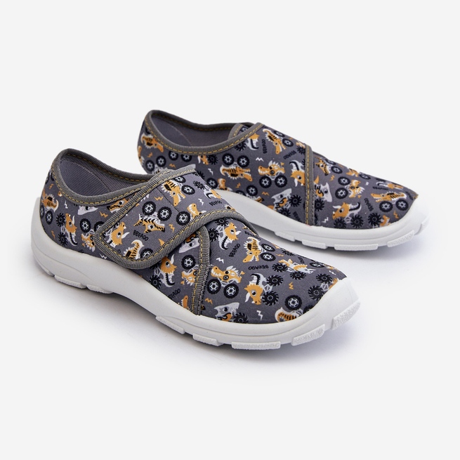 Chaussons confortables pour garçons avec fermeture scratch Befado 974Y552 Gris 1 Chaussons confortables pour garçons avec fermeture scratch Befado 974Y552 Gris 1