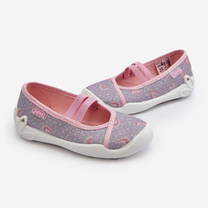 Befado Chaussons Ballerines à Motifs 116X328 Gris et Rose 2