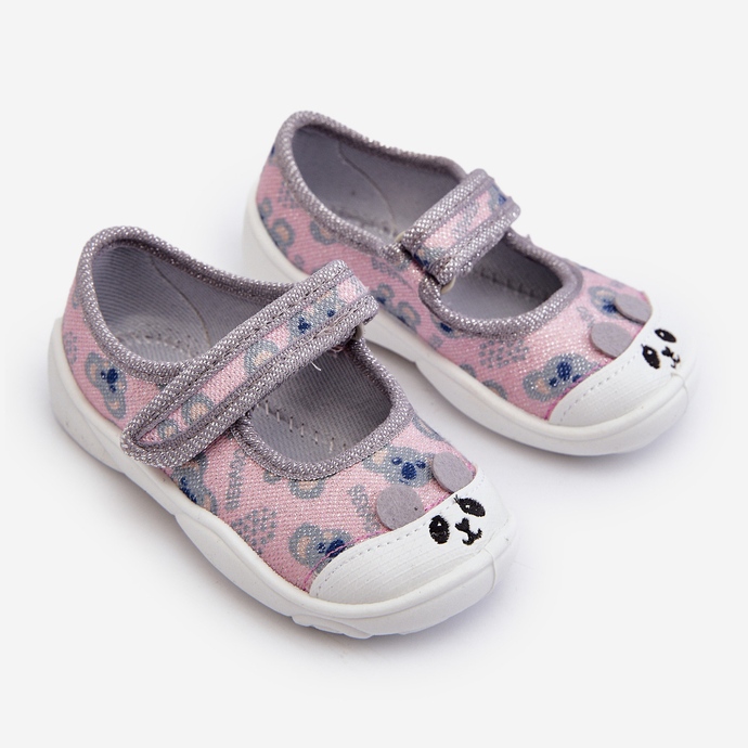 Befado Chaussons Ballerines Avec Ours En Peluche 209P038 Gris-Rose 1 Befado Chaussons Ballerines Avec Ours En Peluche 209P038 Gris-Rose 1
