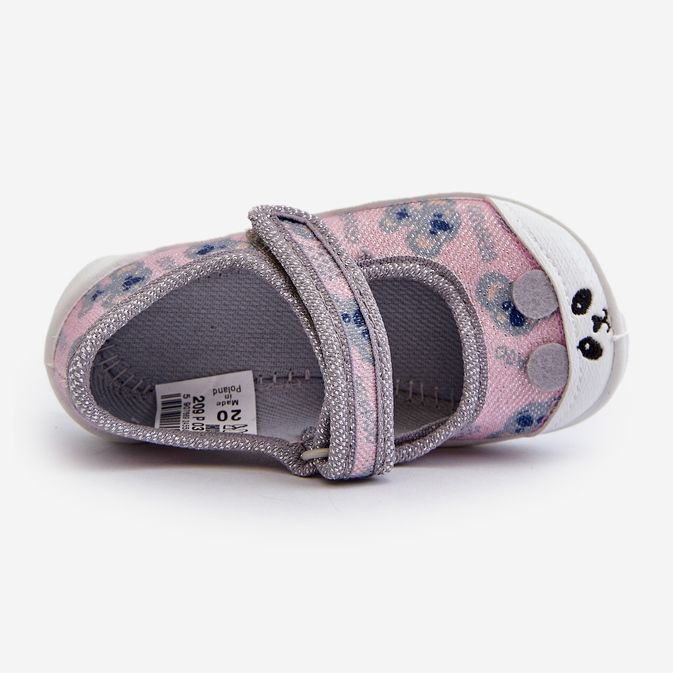 Befado Chaussons Ballerines Avec Ours En Peluche 209P038 Gris-Rose 2 Befado Chaussons Ballerines Avec Ours En Peluche 209P038 Gris-Rose 2