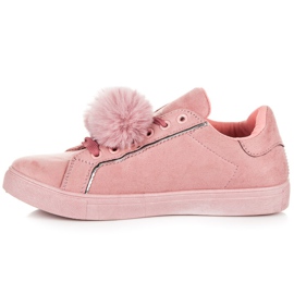 Groto Gogo Baskets en daim à pompons rose 3