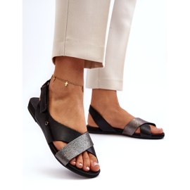 Zazoo 40141 Sandales en cuir avec velcro, noir le noir 1