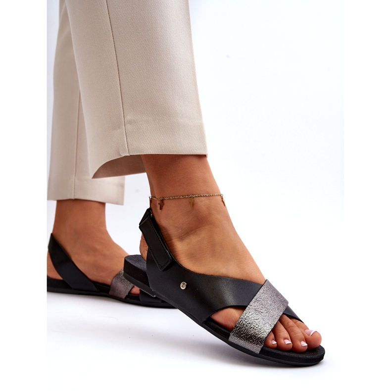 Zazoo 40141 Sandales en cuir avec velcro, noir 4