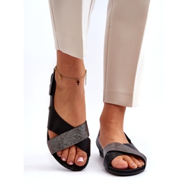 Zazoo 40141 Sandales en cuir avec velcro, noir le noir 3