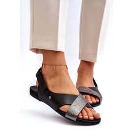Zazoo 40141 Sandales en cuir avec velcro, noir le noir 2