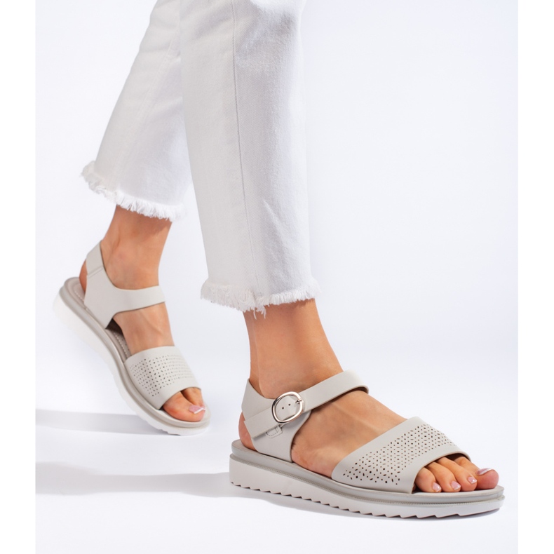 Sandales à plateforme ajourées grises par Sergio Leone 1