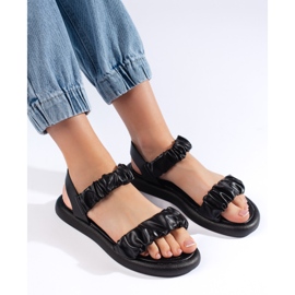 Sandales slip-on confortables noires pour femmes le noir 3
