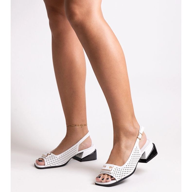 Sandales ajourées sur bloc Sajida massif blanche 1