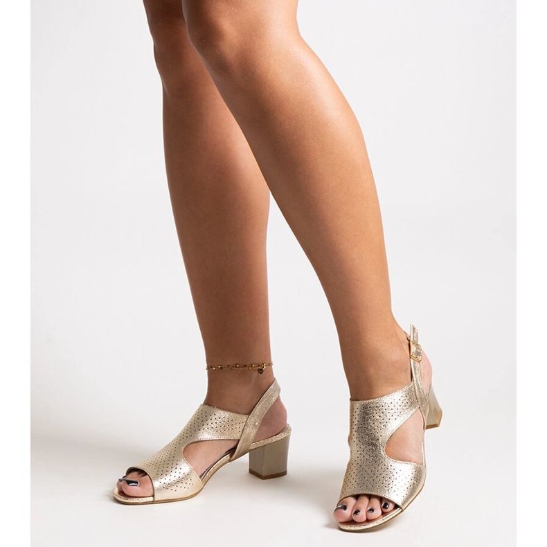 Sandales à talons hauts avec semelle intérieure en cuir Naderla doré 1