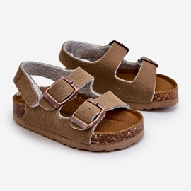 Sandales pour enfants sur plateforme en liège, fermeture velcro, kaki Rorria beige 1 Sandales pour enfants sur plateforme en liège, fermeture velcro, kaki Rorria beige 1