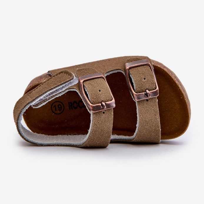 Sandales pour enfants sur plateforme en liège, fermeture velcro, kaki Rorria beige 2 Sandales pour enfants sur plateforme en liège, fermeture velcro, kaki Rorria beige 2