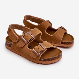 Sandales pour enfants sur plateforme en liège, fermeture velcro, Camel Rorria brun 1
