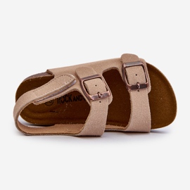 Sandales pour enfants sur plateforme en liège, fermeture velcro, Beige Rorria 1