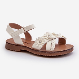Sandales enfants avec fermeture velcro et fleurs, blanc Netalee blanche 5