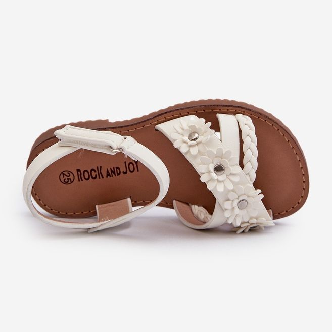 Sandales enfants avec fermeture velcro et fleurs, blanc Netalee blanche 1