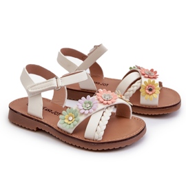 Sandales enfants avec fermeture velcro et fleurs, blanc Netalee blanche 7