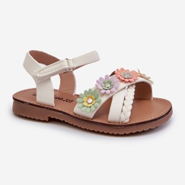 Sandales enfants avec fermeture velcro et fleurs, blanc Netalee blanche 6