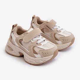 Chaussures de sport pour enfants, baskets avec velcro, beige Rulagia 1