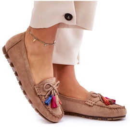 Seastar Mandards en daim des femmes avec un arc et des franges beige foncé 4