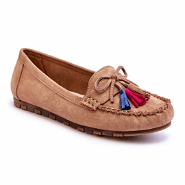 Seastar Mandards en daim des femmes avec un arc et des franges beige foncé 1