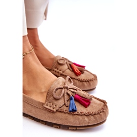 Seastar Mandards en daim des femmes avec un arc et des franges beige foncé 2