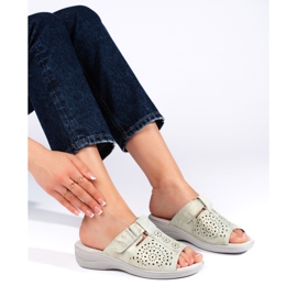 Tongs femme ajourées avec cale confortable gris 3