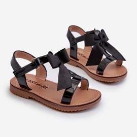Sandales enfant en cuir verni avec nœud velcro, Noir Joratia le noir 1