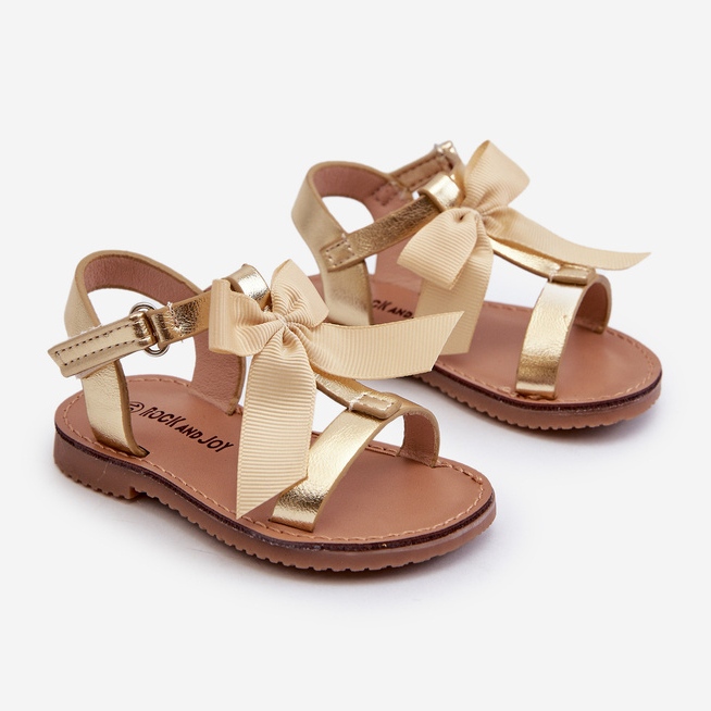 Sandales enfant avec nœud velcro, doré Joratia d'or 1 Sandales enfant avec nœud velcro, doré Joratia d'or 1