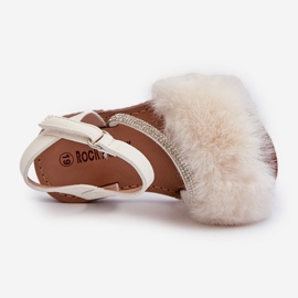 Sandales Velcro Pour Enfants Avec Fourrure, Blanc Rosavere 1