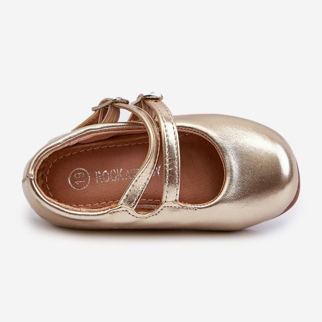 Ballerines enfant à brides Margenis dorées d'or 1