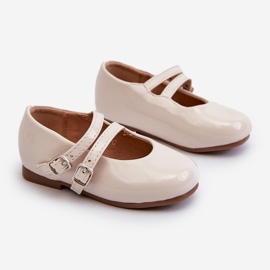 Ballerines enfant en cuir verni à brides, Beige Margenis 1