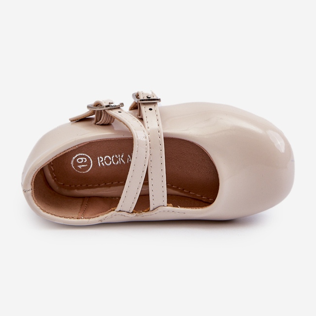 Ballerines enfant en cuir verni à brides, Beige Margenis 2