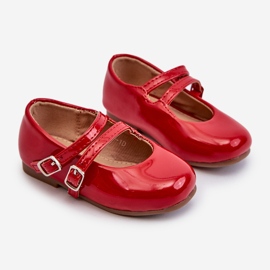 Ballerines enfant en cuir verni à brides Margenis rouges 1