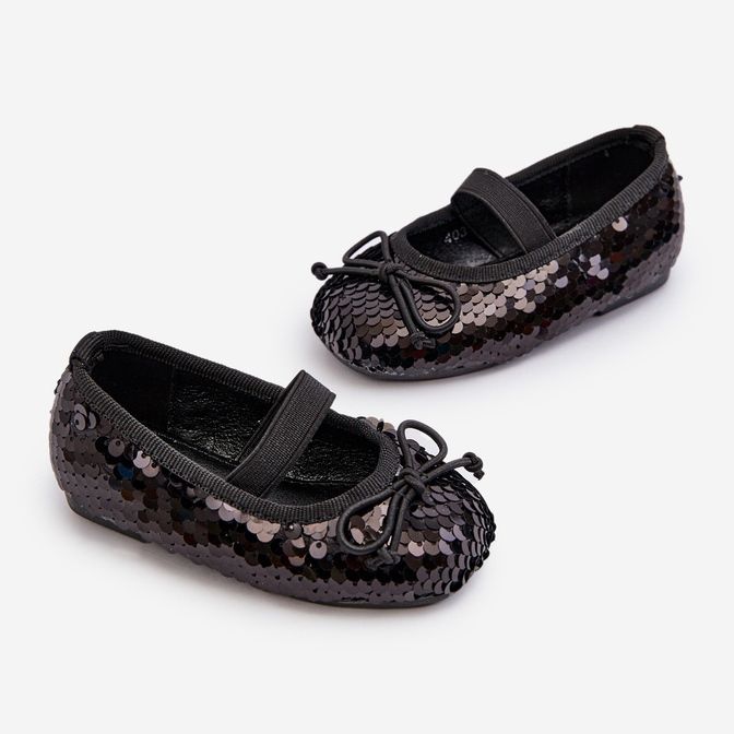 Ballerines enfant ornées de paillettes, Noir Weries 1