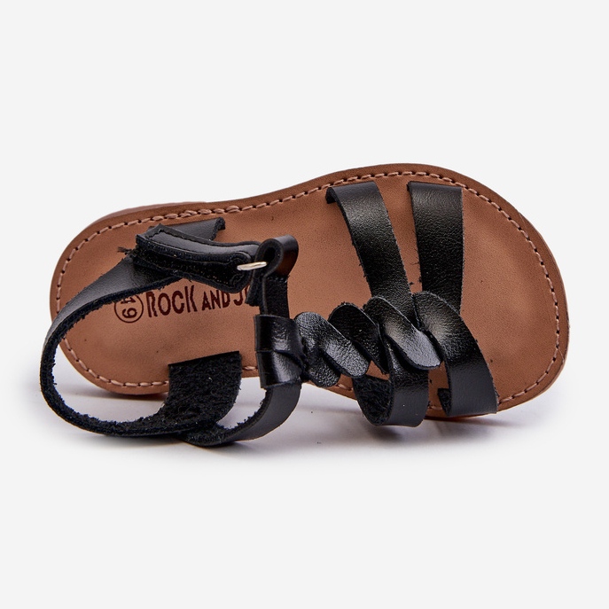 Sandales pour enfants avec fermeture velcro, Noir, Sarniema 2