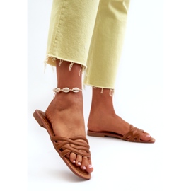 Les tongs écologiques à talons plats bruns 3