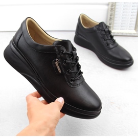 Chaussures à lacets pour femmes en cuir noir Vinceza 7922 1