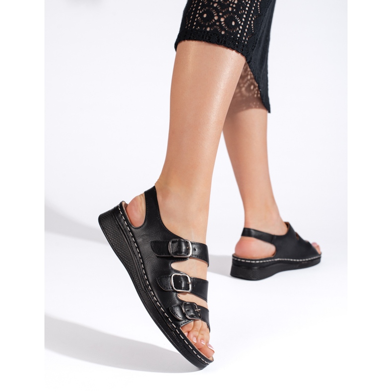 Sandales femme noires à boucles le noir 1