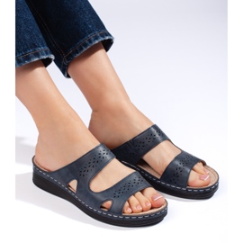 Tongs confortables pour femmes bleu marine 2