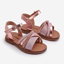 Sandales Velcro brillantes pour enfants, rose Delphina 1 Sandales Velcro brillantes pour enfants, rose Delphina 1