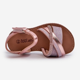 Sandales Velcro brillantes pour enfants, rose Delphina 2