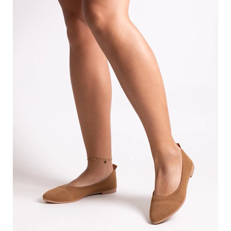 Ballerines Wendana en tissu caramel brun 1