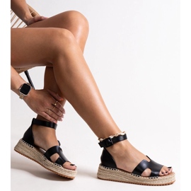Sandales compensées noires Laurencia le noir 1