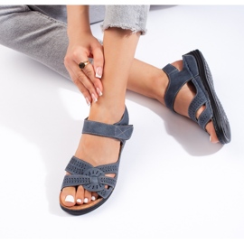 Sandales femme bleu clair à talon bas 2