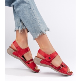 Sandales confortables pour femmes rouges 1