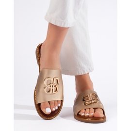 Tongs femme dorées avec décoration d'or 2