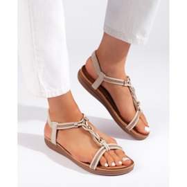 Sandales femme beiges à enfiler 2