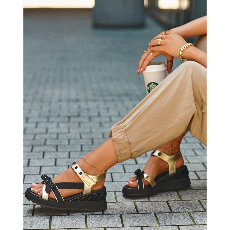 S.Barski Sandales Femme Avec Noeud D&A CR956 Doré d'or 1 S.Barski Sandales Femme Avec Noeud D&A CR956 Doré d'or 1